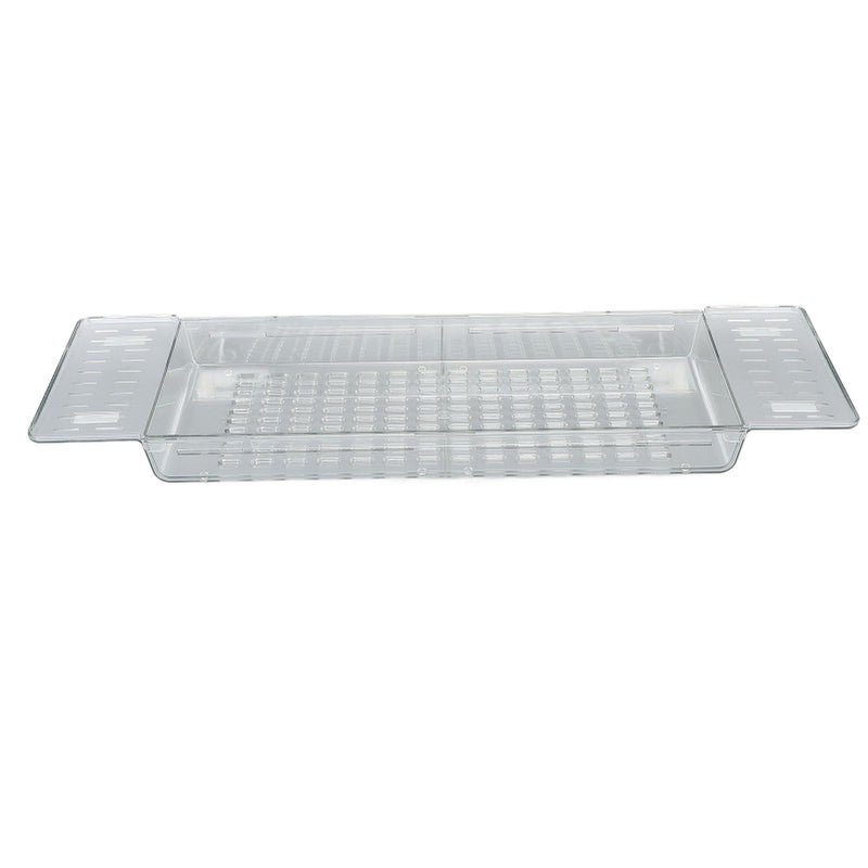 Adjustable Bathtub Tray Table Extendable Length 56 5cm to 80cm Large Capacity Bath Shelf Premium PET Material Transparent - Image 2