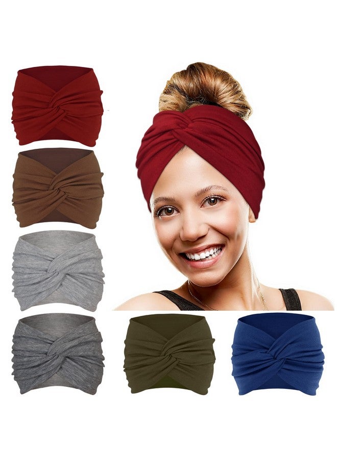YONUF Wide Headbands For Women Extra Large Headband Twisted Knot Head Bands For Women'S Hair Band Turban Accessories 6 Pack - Image 1