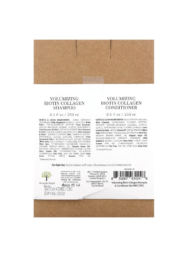 Tree to Tub - Tree To Tub, Shampoo & Conditioner Set, Volumizing Biotin Collagen, Sicilian Lemon & Tea Tree, 2 Piece Set, 8.5 fl oz (250 ml) Each - Image 1