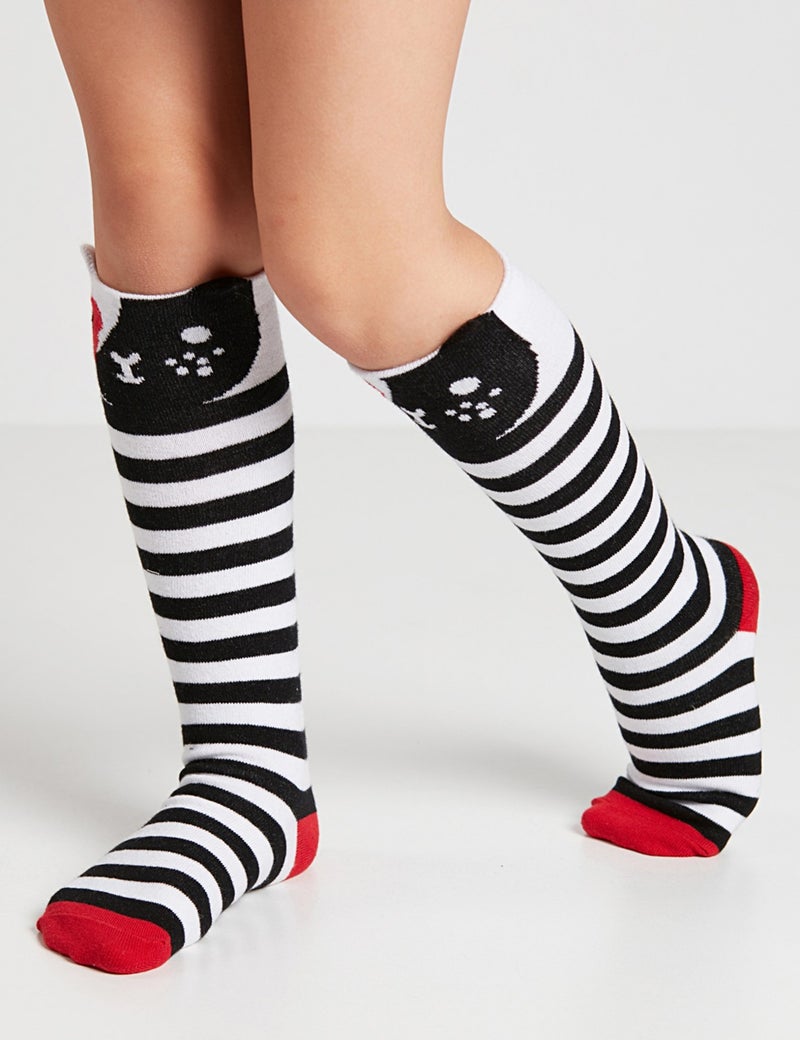 Mshb&G Striped Cats Girls Knee High Socks 2-Pack  - Image 5