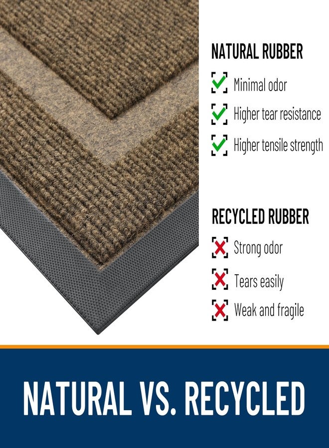 OLANLY Front Door Mat Indoor Outdoor Entrance, Waterproof All-Season, All-Weather Doormat, Sturdy Natural Rubber, Fade Resistant, Low Profile, Easy Clean Patio Porch Entryway Mat, 59x35, Brown - Image 4