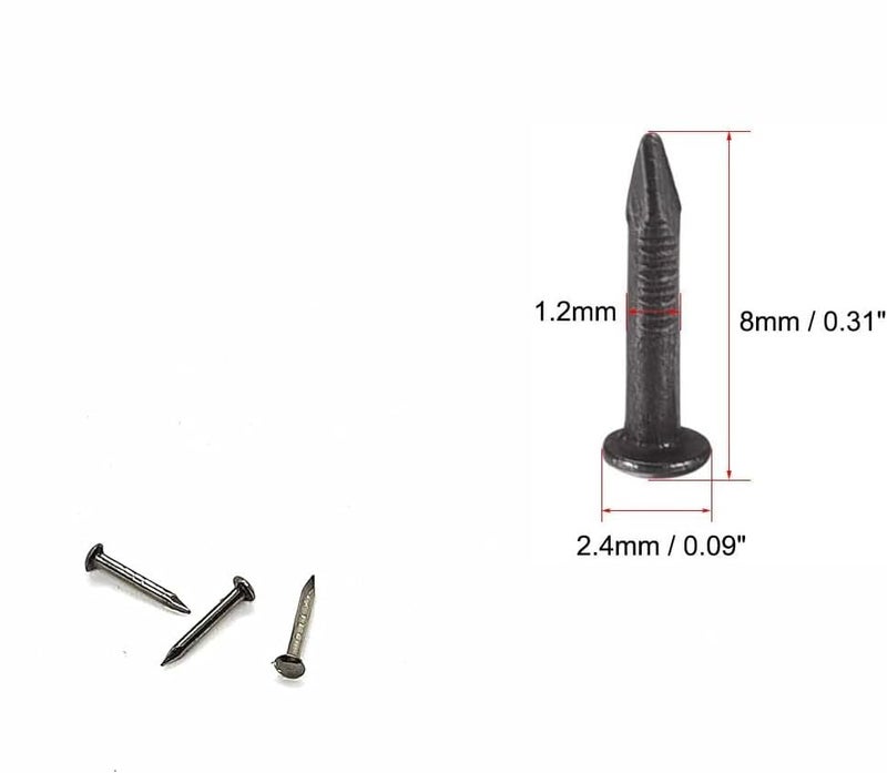 BLUELEC 200pcs Tiny Wooden Nails for DIY Craft Projects, Antique Drawer Repairing, Mini Boxes Decorative Accessories (1×8mm/0.04×0.3in) Color: Black/Metallic Dark Gray - Image 2
