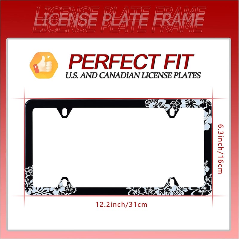 UNINDREM Hibiscus Flower License Plate Frame - Hawaiian Tropical Floral Design, Stainless Steel, Rust-Proof - Image 3