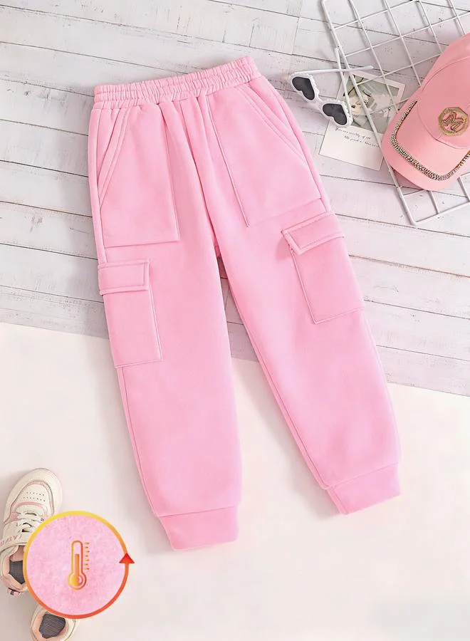 Take Two Take Two Pink Solid Cargo Joggers with Pockets