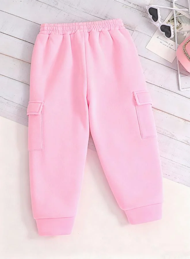 Take Two Take Two Pink Solid Cargo Joggers with Pockets