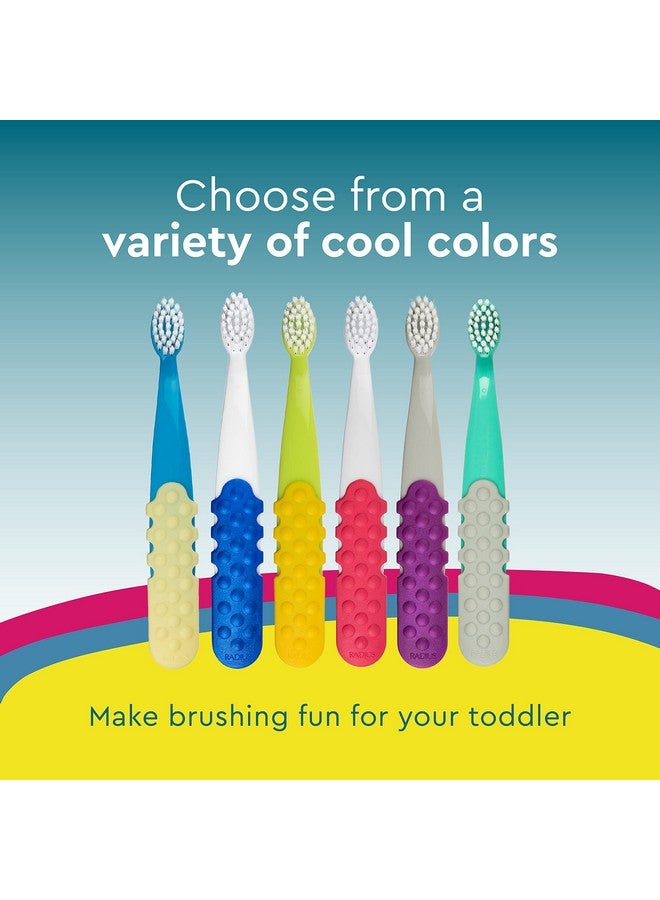 RADIUS Totz Plus Brush Kids Toothbrush Silky Soft BPA Free ADA Accepted Designed for Delicate Teeth & Gums for Children 3 Years & Up - Bluewhite/GreenYellow/Blueblue - Pack of 3 - Image 4