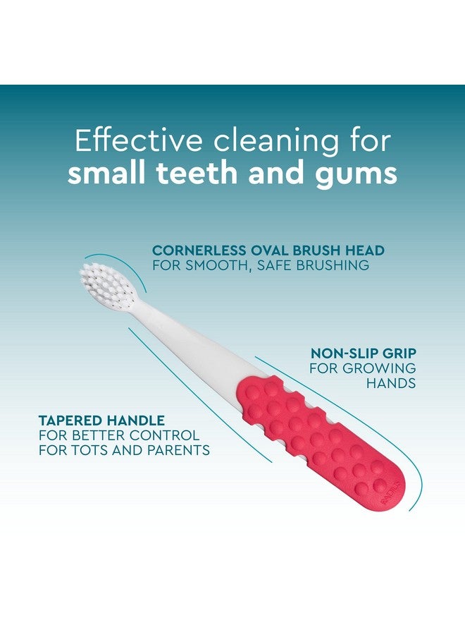 RADIUS Totz Plus Brush Kids Toothbrush Silky Soft BPA Free ADA Accepted Designed for Delicate Teeth & Gums for Children 3 Years & Up - Bluewhite/GreenYellow/Blueblue - Pack of 3 - Image 3