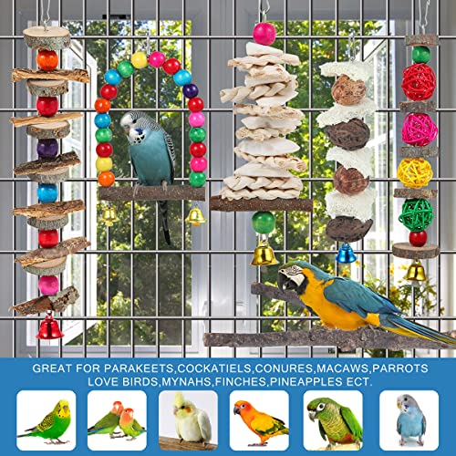 BBjinronjy Bird Perch Bird Toys Parakeet Toys,Bird Cage Accessories Wooden Chew Toys Perch Stand for Parrot Conure Cockatiel Lovebird Parrotlet Budgie Finches and Other Small to Medium Sized Birds - Image 5