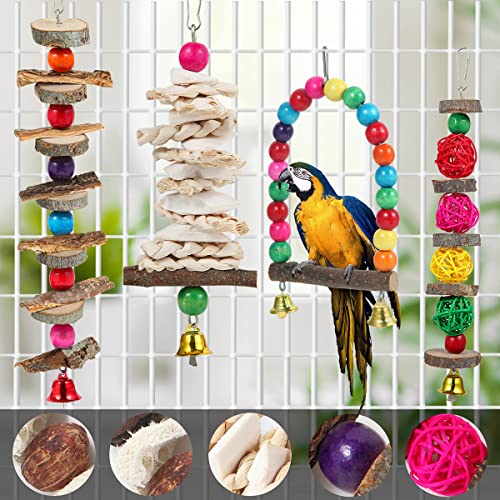 BBjinronjy Bird Perch Bird Toys Parakeet Toys,Bird Cage Accessories Wooden Chew Toys Perch Stand for Parrot Conure Cockatiel Lovebird Parrotlet Budgie Finches and Other Small to Medium Sized Birds - Image 3