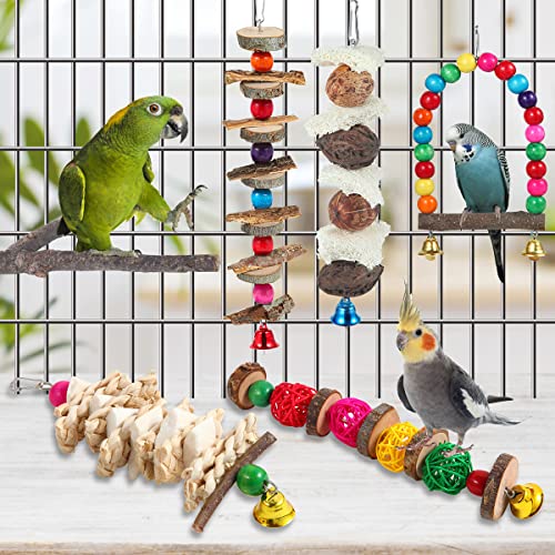BBjinronjy Bird Perch Bird Toys Parakeet Toys,Bird Cage Accessories Wooden Chew Toys Perch Stand for Parrot Conure Cockatiel Lovebird Parrotlet Budgie Finches and Other Small to Medium Sized Birds - Image 2