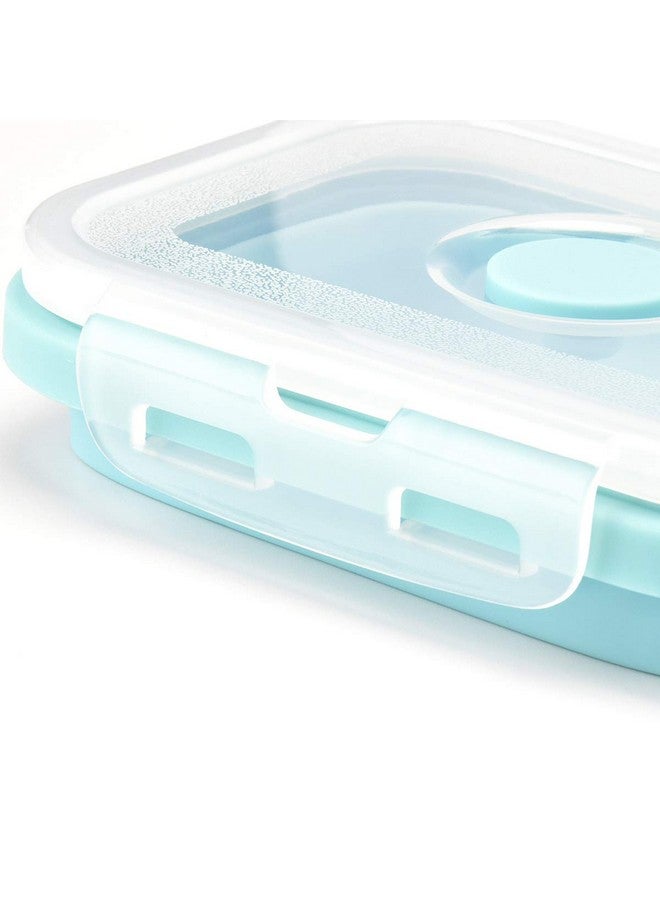 Bagonia Silicone Food Storage Containers with BPA Free Airtight Plastic Lids - Set of 4 Small and Large Container for Kitchen or Kids Lunch Boxes - (350ML, 500ML, 800ML, 1200ML, Light Blue) - Image 4