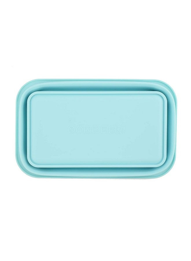 Bagonia Silicone Food Storage Containers with BPA Free Airtight Plastic Lids - Set of 4 Small and Large Container for Kitchen or Kids Lunch Boxes - (350ML, 500ML, 800ML, 1200ML, Light Blue) - Image 3