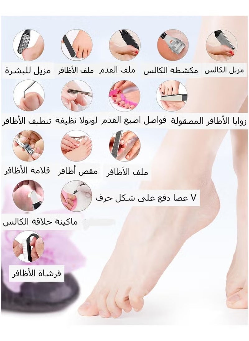 مجموعة أدوات باديكير احترافية 23 في 1، مجموعة مانيكير وباديكير لليد والقدمين من الفولاذ المقاوم للصدأ ومجموعة العناية بالقدم ومزيل الجلد الميت للرجال والنساء في الصالون أو المنزل، أفضل هدية - Image 3