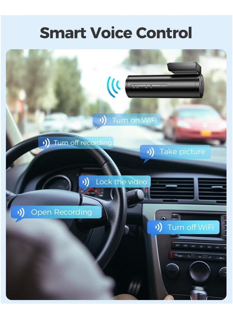 AZDOME - 4K Front+ Rear Dash Cam M300S with WiFi, 170° Dash Cam Front and Rear GPS Voice Control WDR Night Vision G-Sensor 24H Parking Monitor, 64GB SD Card included - Image 1