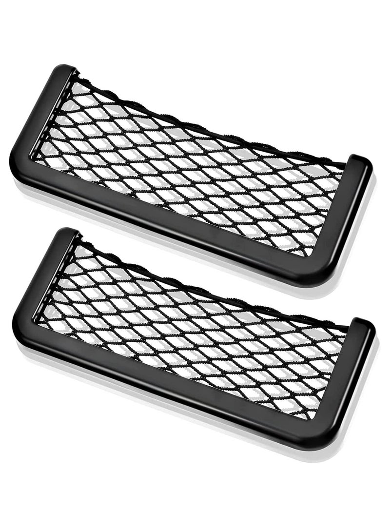 KASTWAVE Car Storage Net Bag, 2 Pieces Large Car Mesh Net Bag Holder Car Net Pocket Organizer Car Seat Mesh Pocket Framed Mesh Net Pocket with Screws for Fit in Auto RV - Image 1
