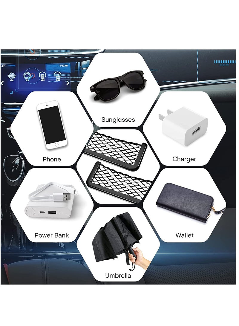 KASTWAVE Car Storage Net Bag, 2 Pieces Large Car Mesh Net Bag Holder Car Net Pocket Organizer Car Seat Mesh Pocket Framed Mesh Net Pocket with Screws for Fit in Auto RV - Image 2