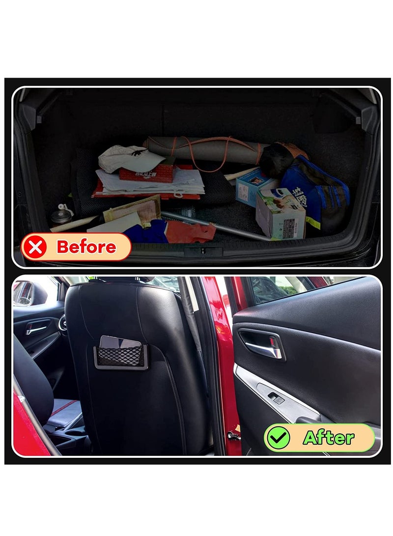 KASTWAVE Car Storage Net Bag, 2 Pieces Large Car Mesh Net Bag Holder Car Net Pocket Organizer Car Seat Mesh Pocket Framed Mesh Net Pocket with Screws for Fit in Auto RV - Image 3