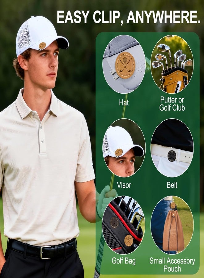 iSamzan Real Leather Golf Ball Markers: Magnetic Golf Ball Marker with Hat Clip for Women Men - Funny Golf Ball Markers for Putting Green (4PCS) - Image 5