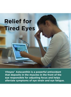 Viteyes Natural Astaxanthin Relieve Tired Eyes & Eye Strain Sourced From Algae Skin Hydration Heart & Brain Health 4 To 8 Mg Natural Astaxanthin 90 Softgels  - Image 4