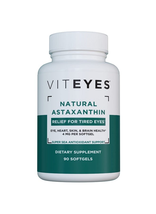 Viteyes - Natural Astaxanthin Relieve Tired Eyes & Eye Strain Sourced From Algae Skin Hydration Heart & Brain Health 4 To 8 Mg Natural Astaxanthin 90 Softgels - Image 1
