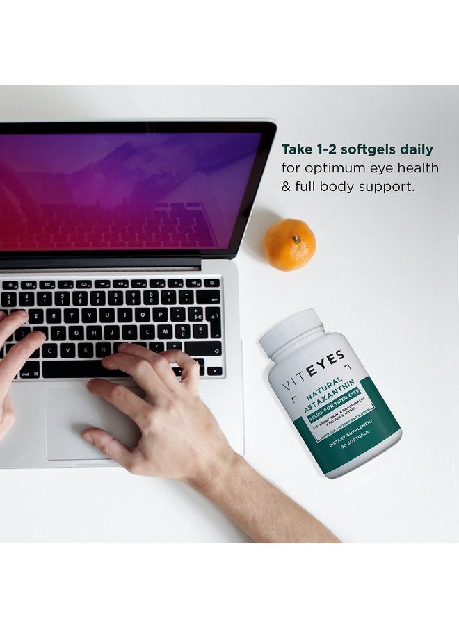 Viteyes - Natural Astaxanthin Relieve Tired Eyes & Eye Strain Sourced From Algae Skin Hydration Heart & Brain Health 4 To 8 Mg Natural Astaxanthin 90 Softgels - Image 1