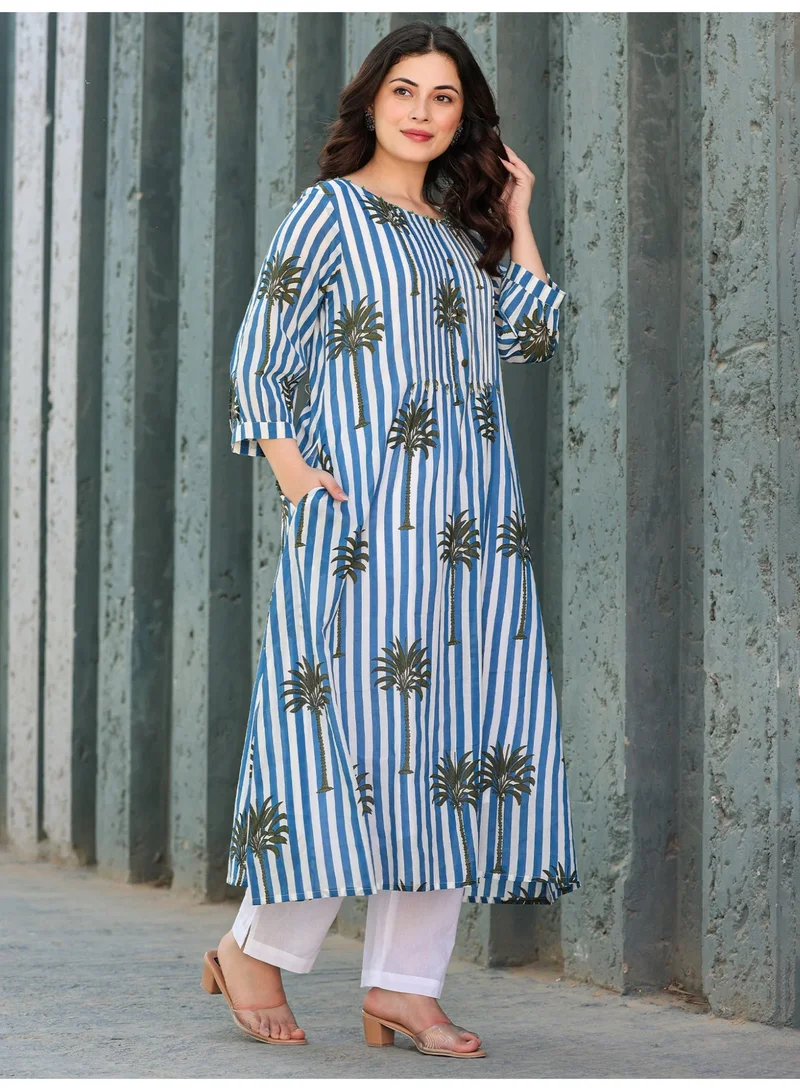 Ameya women-multi-printed-pure-cotton-a-line-kurta-sets