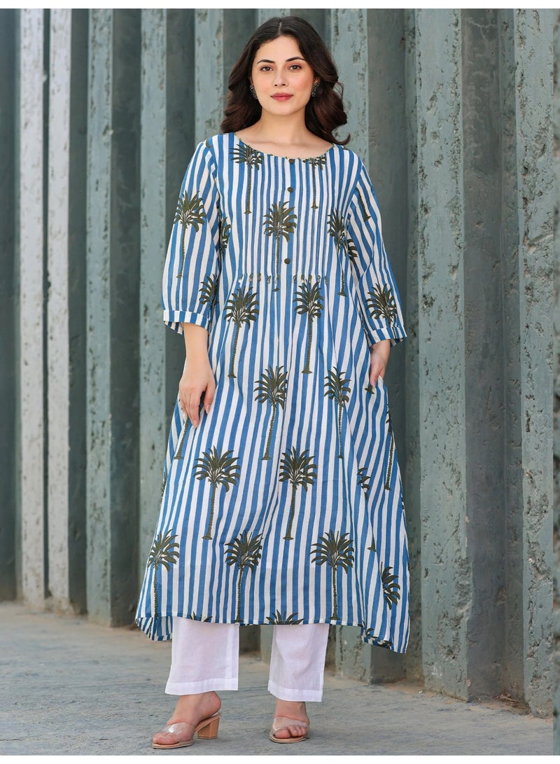 Ameya women-multi-printed-pure-cotton-a-line-kurta-sets - Image 5
