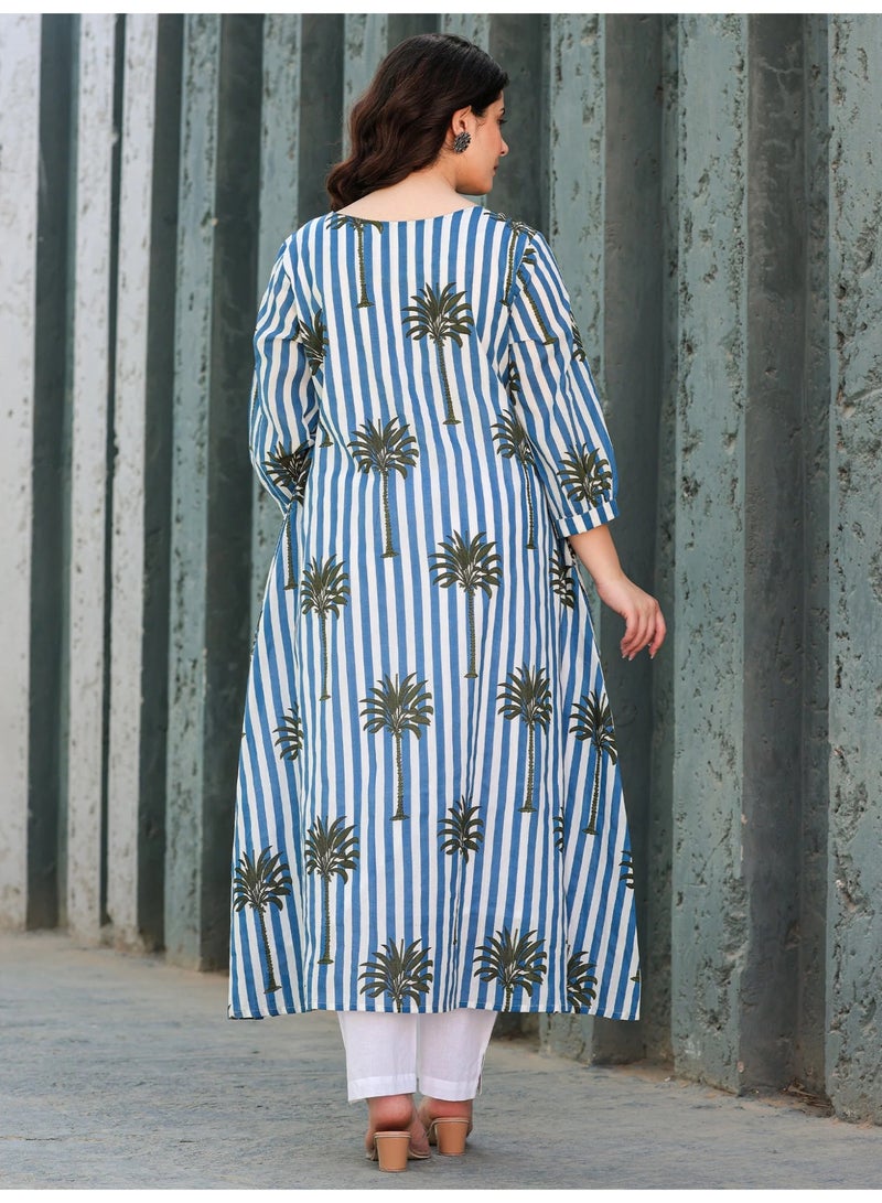 Ameya women-multi-printed-pure-cotton-a-line-kurta-sets - Image 4