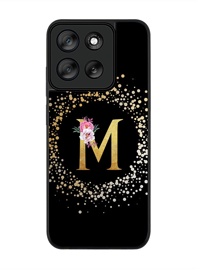 Stylizedd For Motorola Moto G56 Case,Slim fit Camera Protection, Shockproof Thin Phone cover  - Custom Monogram Floral - M ( Black ) - Image 1