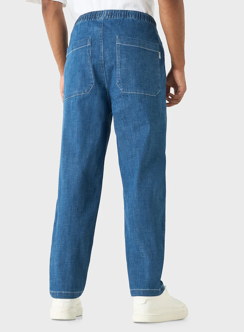 لي كوبر Lee Cooper Relaxed Fit Pants with Elasticated Wais