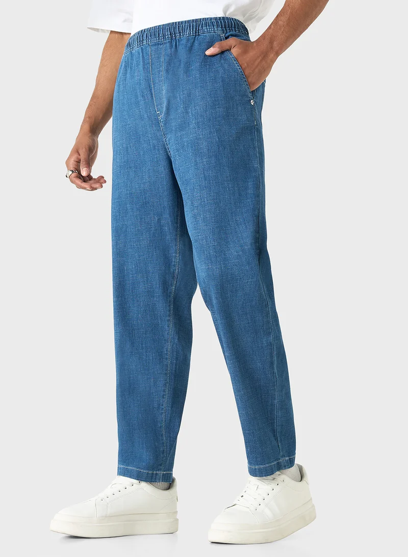 لي كوبر Lee Cooper Relaxed Fit Pants with Elasticated Wais