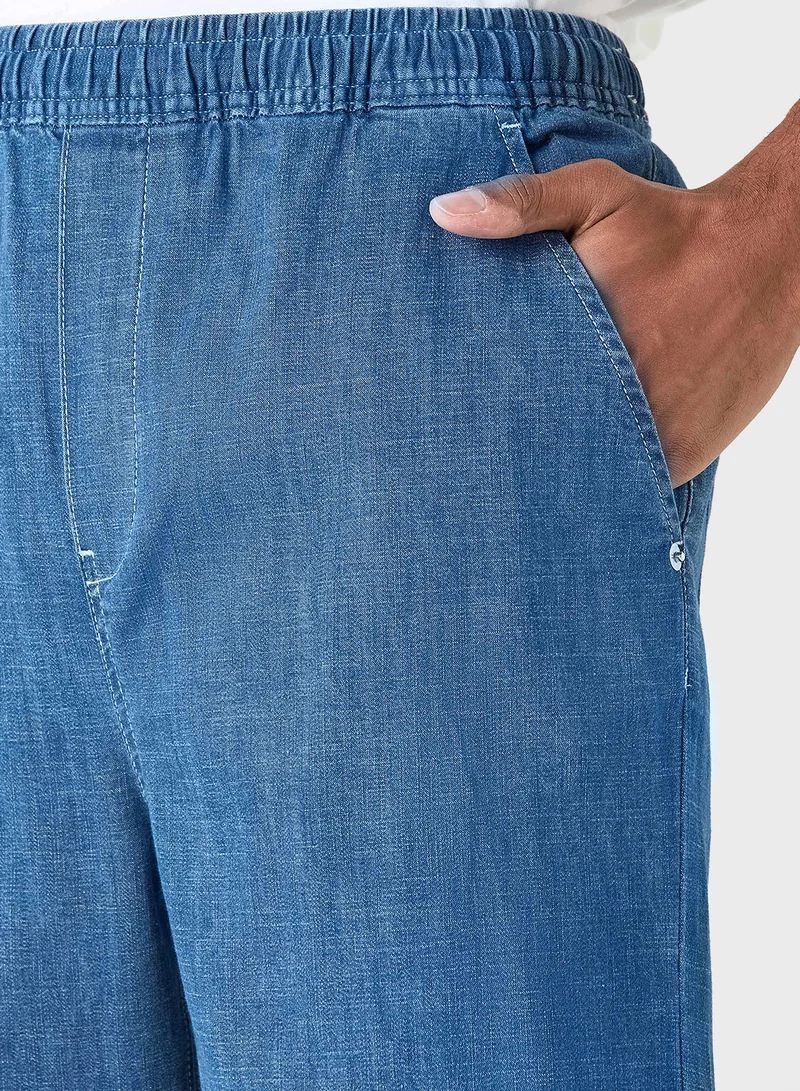 لي كوبر Lee Cooper Relaxed Fit Pants with Elasticated Wais