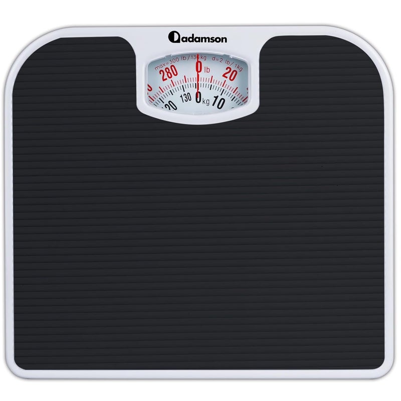 Adamson A21 Analog Scales for Body Weight  Up to 300 LB  New 2024  AntiSkid Rubber Surface  Large Numbers  Analog Bathroom Scale  Affordable  Durable with 20Year Warranty  Black - Image 1