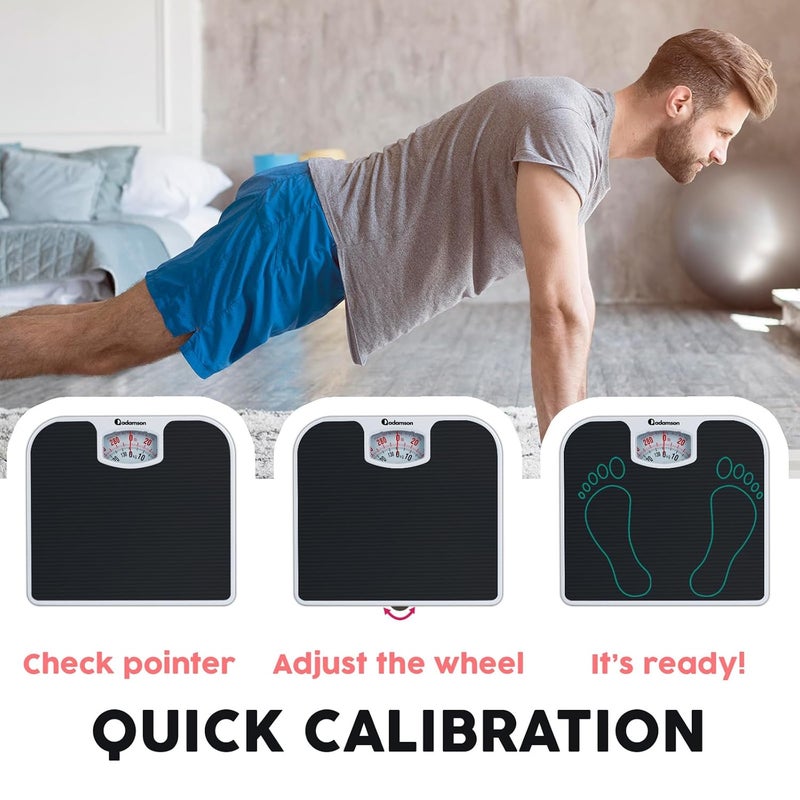 Adamson A21 Analog Scales for Body Weight  Up to 300 LB  New 2024  AntiSkid Rubber Surface  Large Numbers  Analog Bathroom Scale  Affordable  Durable with 20Year Warranty  Black - Image 3