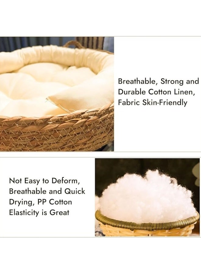 Generic Hand-Made Rattan Round Cat Bed, Cute Woven Pets House with Soft Cushion, Used as Cat Scratching Board, Removable and Washable Natural Wicker Pet House for Cats or Small Dogs  - Image 3