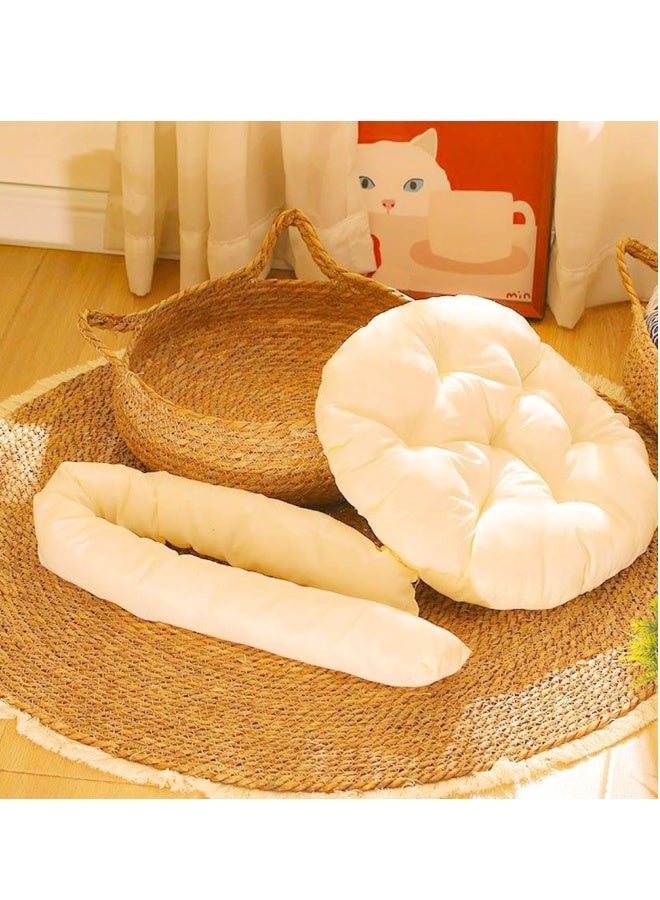 Generic Hand-Made Rattan Round Cat Bed, Cute Woven Pets House with Soft Cushion, Used as Cat Scratching Board, Removable and Washable Natural Wicker Pet House for Cats or Small Dogs  - Image 5