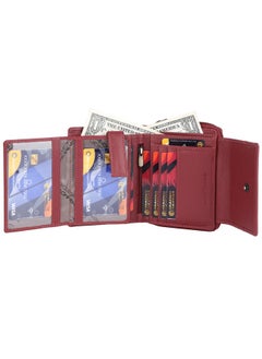 HAMMONDS FLYCATCHER HAMMONDS FLYCATCHER Wallet for Women - Genuine Leather Ladies Wallet - Berry Red - 14 Card Slots - RFID Protection - 3 ID Card Slots - Women's Wallet - Button Closure - Daily Use, Women Money Purse  - Image 4