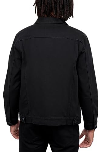 X RAY Mens Denim Jacket, Washed Ripped Distressed Flex Stretch Casual Trucker Biker Jeans Jacket for Men, Black, Medium - Image 2