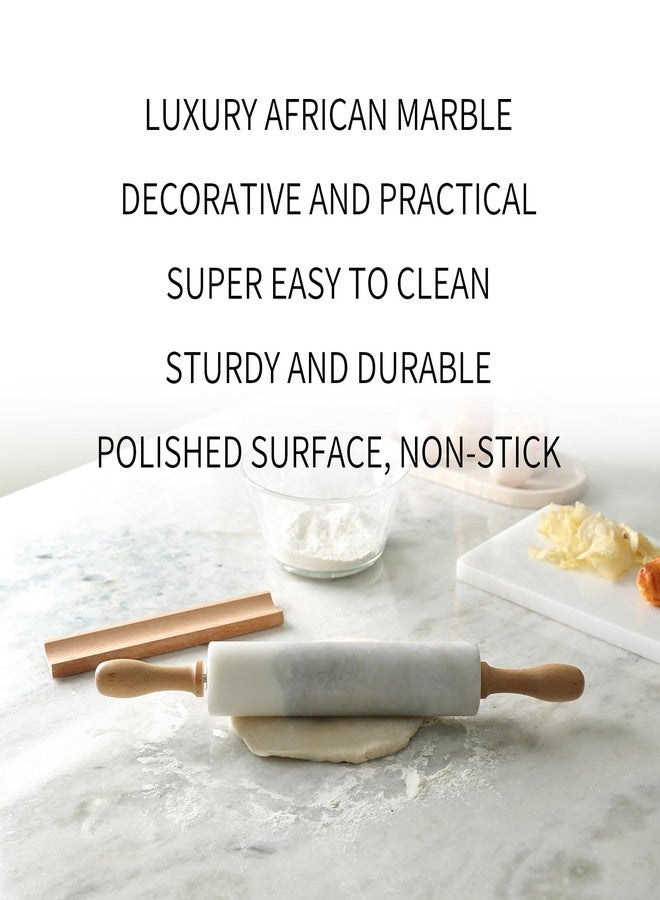 Koville 𝐍𝐚𝐦𝐢𝐛𝐢𝐚 Koville Luxury Marble Rolling Pin, Non-Stick Polished Dough Roller, Pasta, Dumpling, Ravioli, Fondant,Pie Crust, Bread, Tortilla, Pizza Maker, Kitchen Baking Pastry Tools Accessories - Image 3