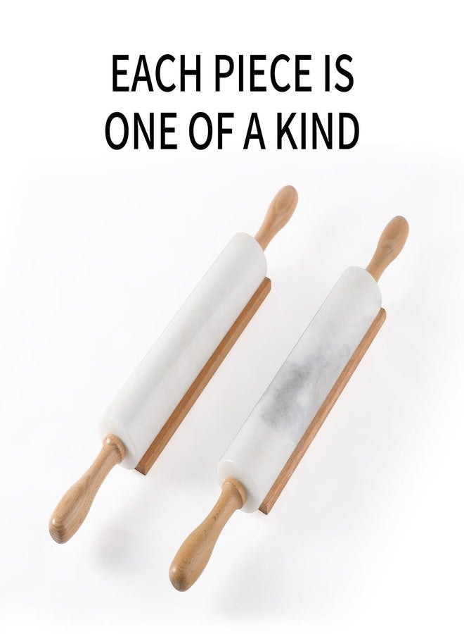 Koville 𝐍𝐚𝐦𝐢𝐛𝐢𝐚 Koville Luxury Marble Rolling Pin, Non-Stick Polished Dough Roller, Pasta, Dumpling, Ravioli, Fondant,Pie Crust, Bread, Tortilla, Pizza Maker, Kitchen Baking Pastry Tools Accessories - Image 5