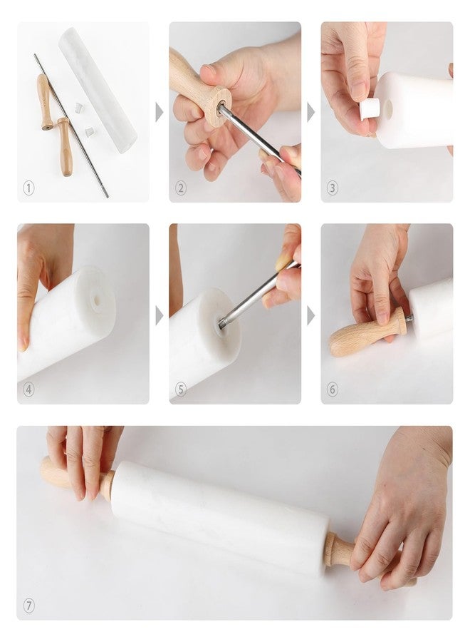 Koville 𝐍𝐚𝐦𝐢𝐛𝐢𝐚 Koville Luxury Marble Rolling Pin, Non-Stick Polished Dough Roller, Pasta, Dumpling, Ravioli, Fondant,Pie Crust, Bread, Tortilla, Pizza Maker, Kitchen Baking Pastry Tools Accessories - Image 4