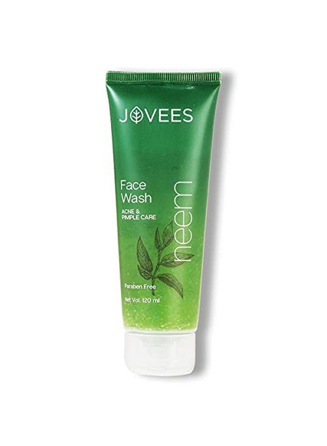 Jovees Herbal Neem Face Wash For Clear Skin with Neem & Tea Tree Ext | Gentle For Acne-Prone Skin | Controls Oil, Pimples and Dark Spots | Acne Control Cleanser For All Skin Type - 120ml (pack of 3) - Image 1