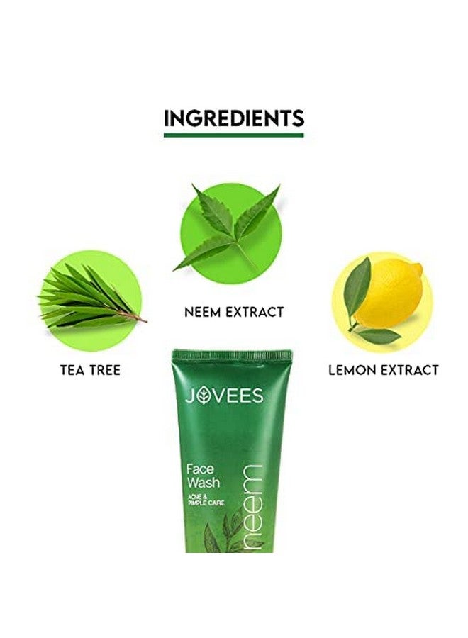 Jovees Herbal Neem Face Wash For Clear Skin with Neem & Tea Tree Ext | Gentle For Acne-Prone Skin | Controls Oil, Pimples and Dark Spots | Acne Control Cleanser For All Skin Type - 120ml (pack of 3) - Image 3