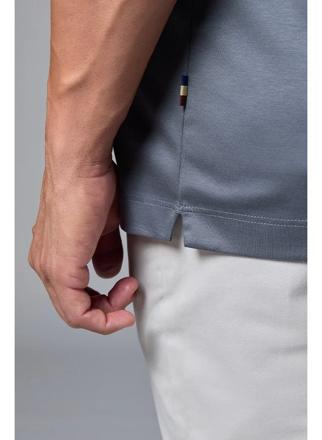 MANNERISM  The Anchorage Grey Cotton Zip Polo Comfort Fit for Men | Best Price UAE