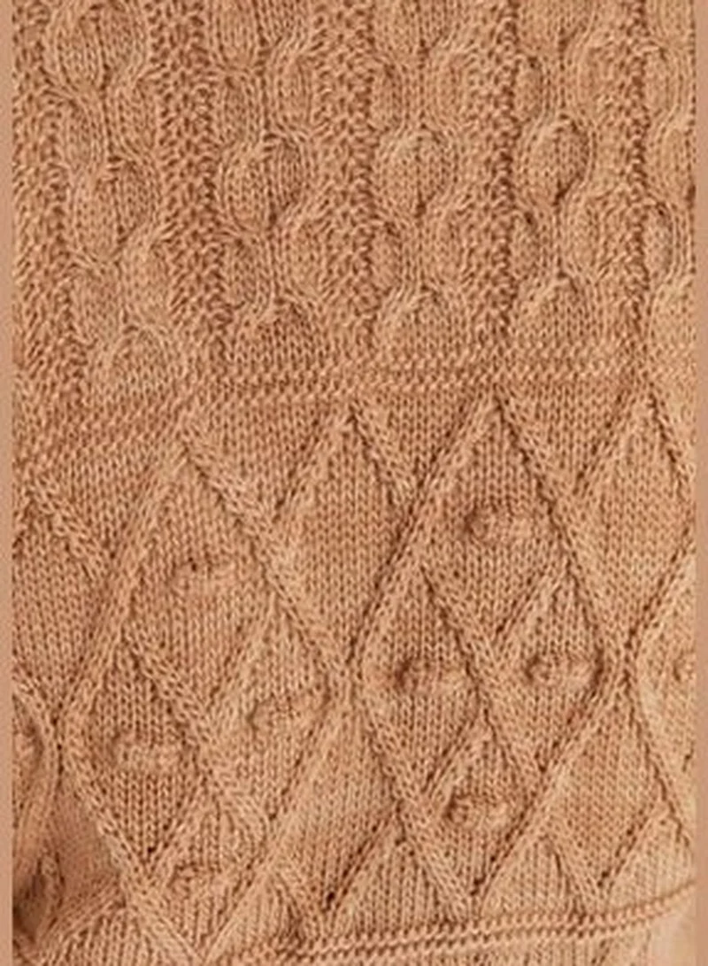 trendyol Camel Patterned Crewneck Knitwear Sweater TWOAW21BZ0447