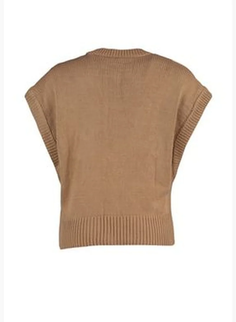 trendyol Camel Patterned Crewneck Knitwear Sweater TWOAW21BZ0447
