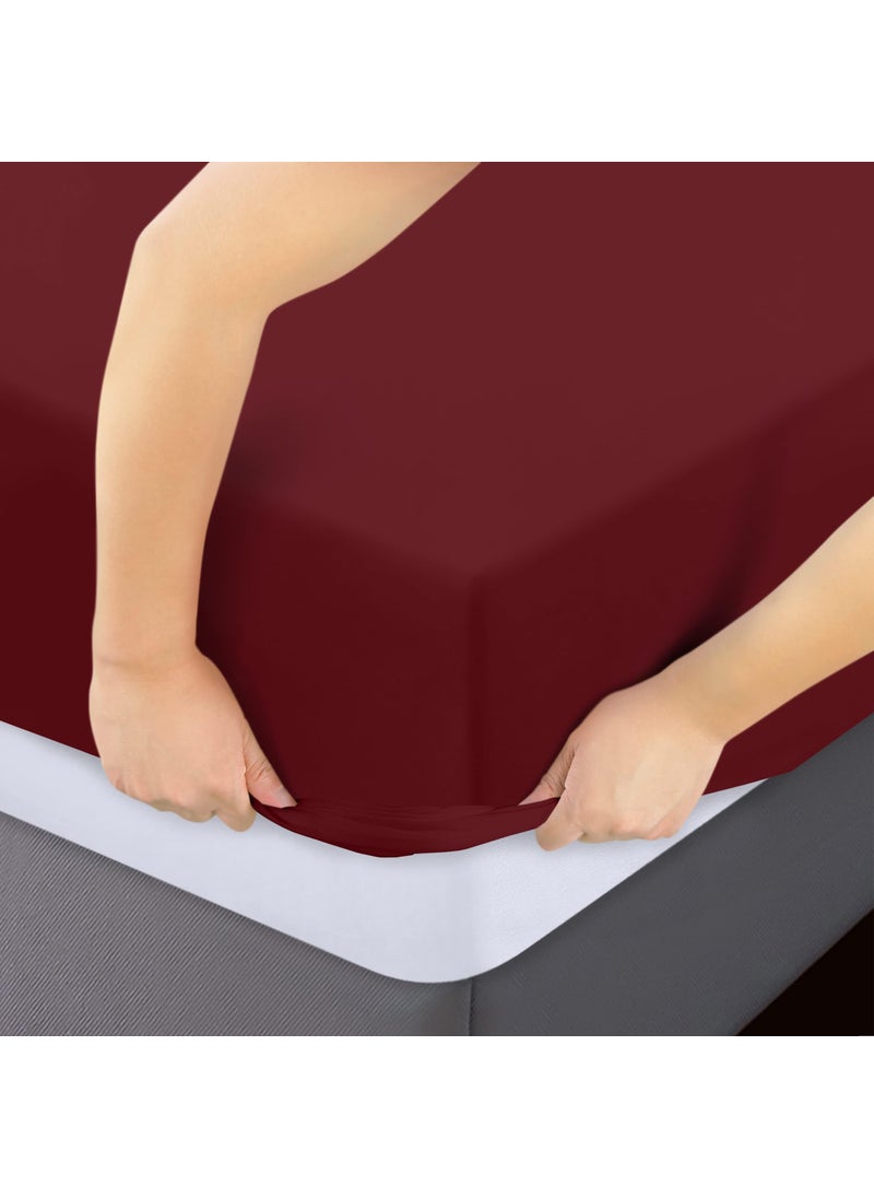 Utopia Bedding Utopia Bedding Twin XL Fitted Sheets - Bulk Pack of 2 Bottom Sheets - Soft Brushed Microfiber - Deep Pockets - Shrinkage & Fade Resistant - Easy Care (Twin XL  Burgundy)  - Image 3