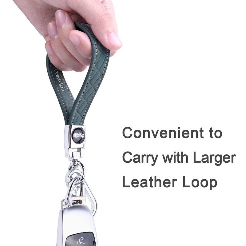 Wisdompro Microfiber Leather Car Keychain, Key Fob Keychain Leather Key Chain Holder with 3 Keyrings and 1 Screwdriver for Men and Women - Blue-gray - Image 4