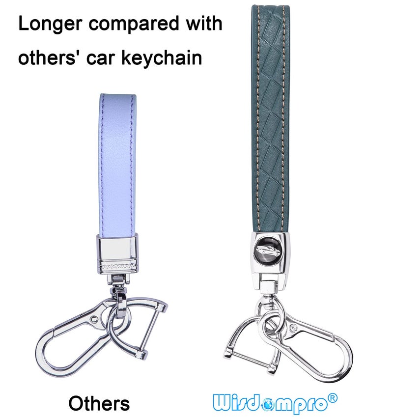 Wisdompro Microfiber Leather Car Keychain, Key Fob Keychain Leather Key Chain Holder with 3 Keyrings and 1 Screwdriver for Men and Women - Blue-gray - Image 5