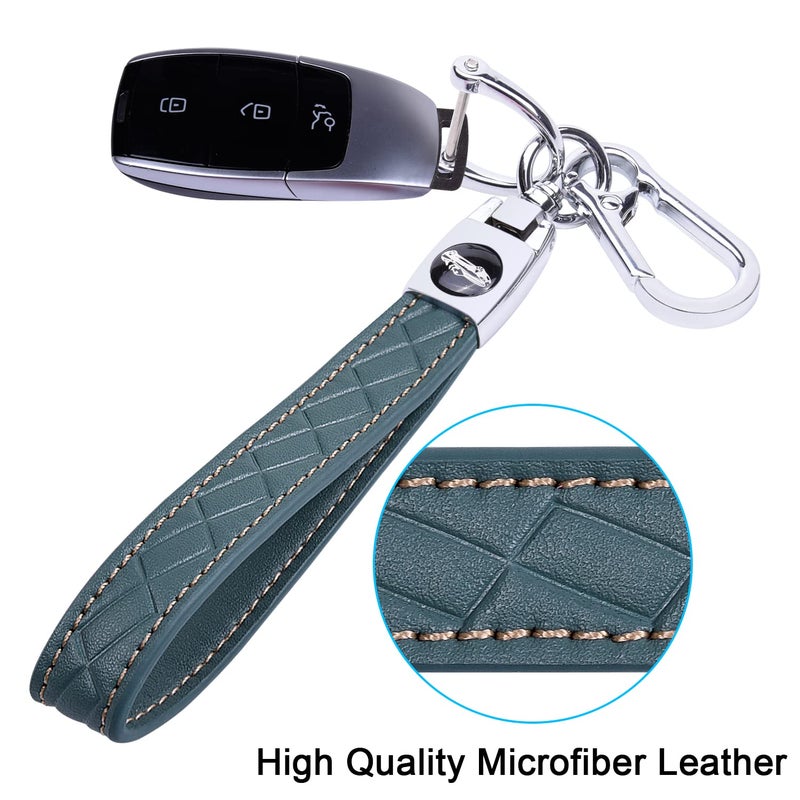Wisdompro Microfiber Leather Car Keychain, Key Fob Keychain Leather Key Chain Holder with 3 Keyrings and 1 Screwdriver for Men and Women - Blue-gray - Image 2